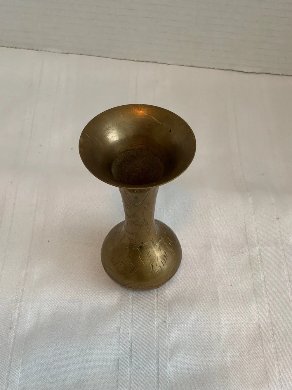 Brass Etched Bud Vase - Antique Finish